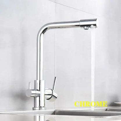 High arc dual spout chrome kitchen faucet with pull down sprayer featuring decorbites dual spout chrome design