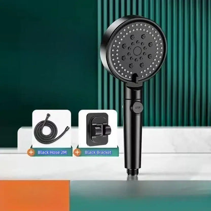 High pressure black matte shower head with multiple spray nozzles and one key switch from decorbites black round series