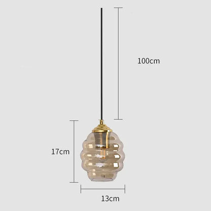 Honeycomb amber blue and gray glass pendant light with gold metal fixture and black cord for kitchen dining decorbites colorful glass ball