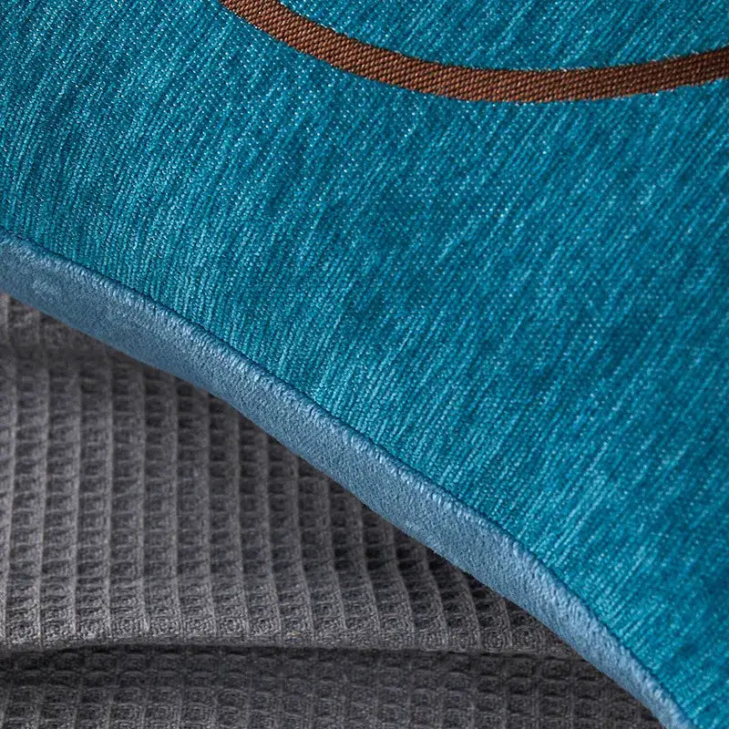 Teal textured pillow cover with brown embroidered arc detail horse embroidered jacquard decorbites living room decor