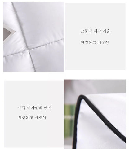 White quilted lightweight hotel style comforter with black piping soft breathable warm winter quilt 220x240 cm