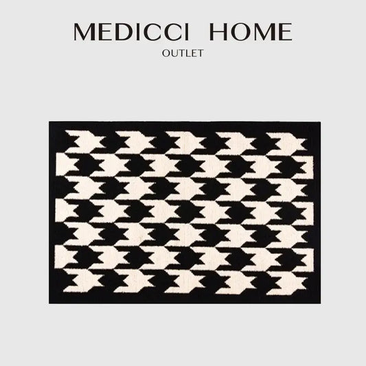 Black ivory area houndstooth patterned rug from medici home outlet decorbites houndstooth black ivory floor mat