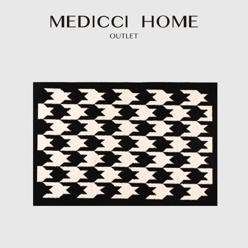 Black ivory area houndstooth patterned rug from medici home outlet decorbites houndstooth black ivory floor mat