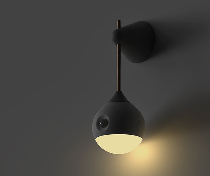 Black skull wall sconce with white frosted glass shade modern induction night light for corridor bathroom bedroom use