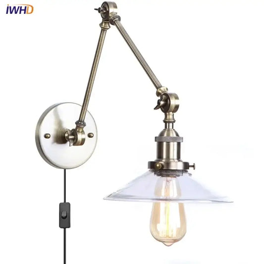 Industrial antique brass adjustable wall sconce with clear glass shade and exposed edison bulb for bedroom decorbites industrial adjustable led lighting