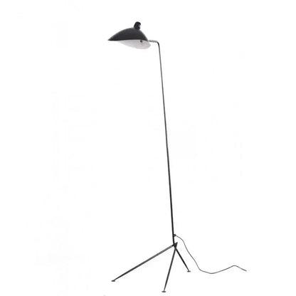 Black metal floor lamp with sleek minimalist design and adjustable spider arm for industrial living room decorbites style