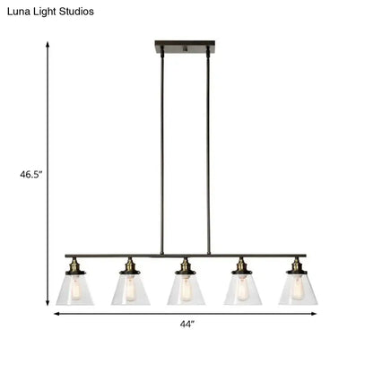 Decorbites industrial black five-light pendant fixture with clear glass shades and e26 e27 sockets for dining room islands