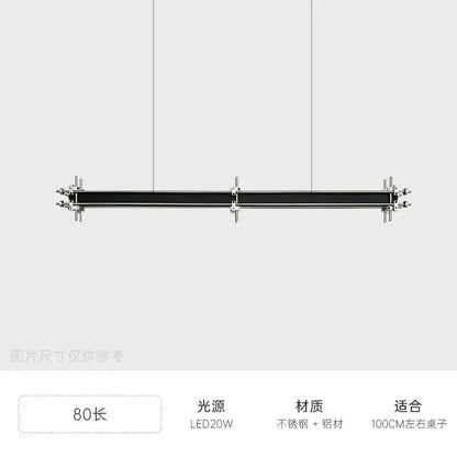 Black rectangular led pendant chandelier with stainless steel and aluminum construction for industrial style decorbites