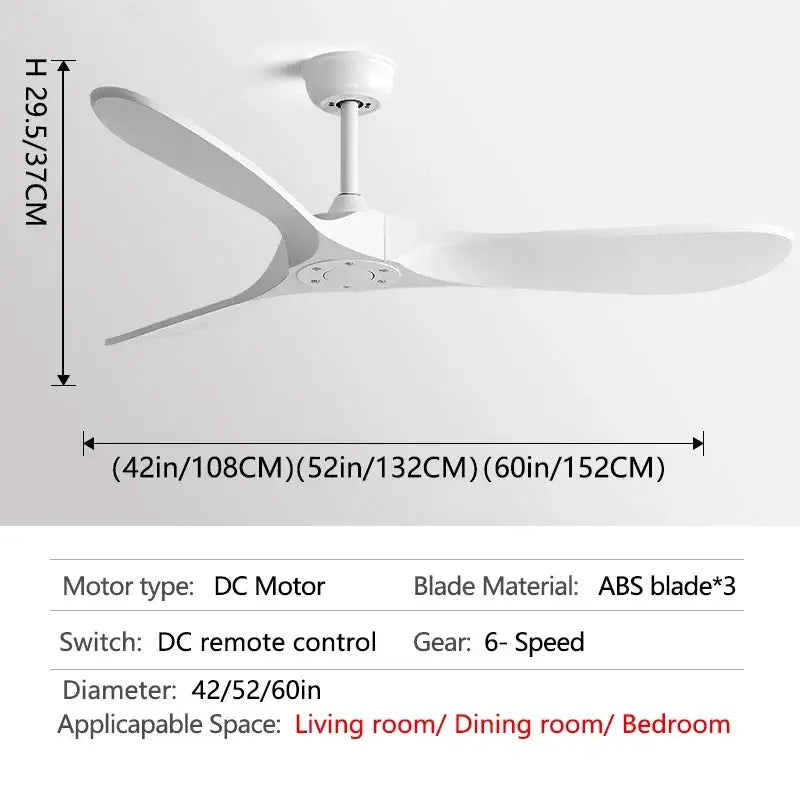 White ceiling fan with sleek modern abs blades for industrial black and dark wood vintage ceiling fan bedroom use