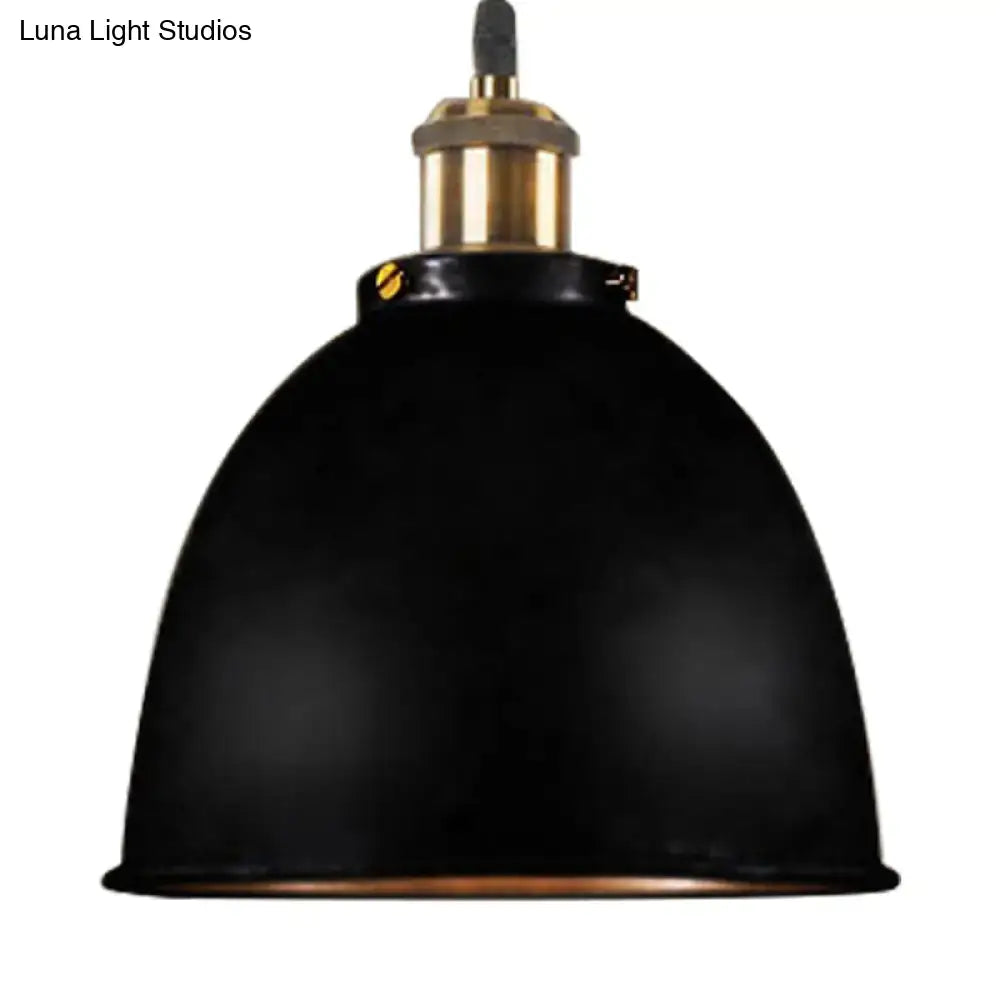 Black matte finished pendant lamp with brass accents decorbites lonie antique style dome hanging light fixture
