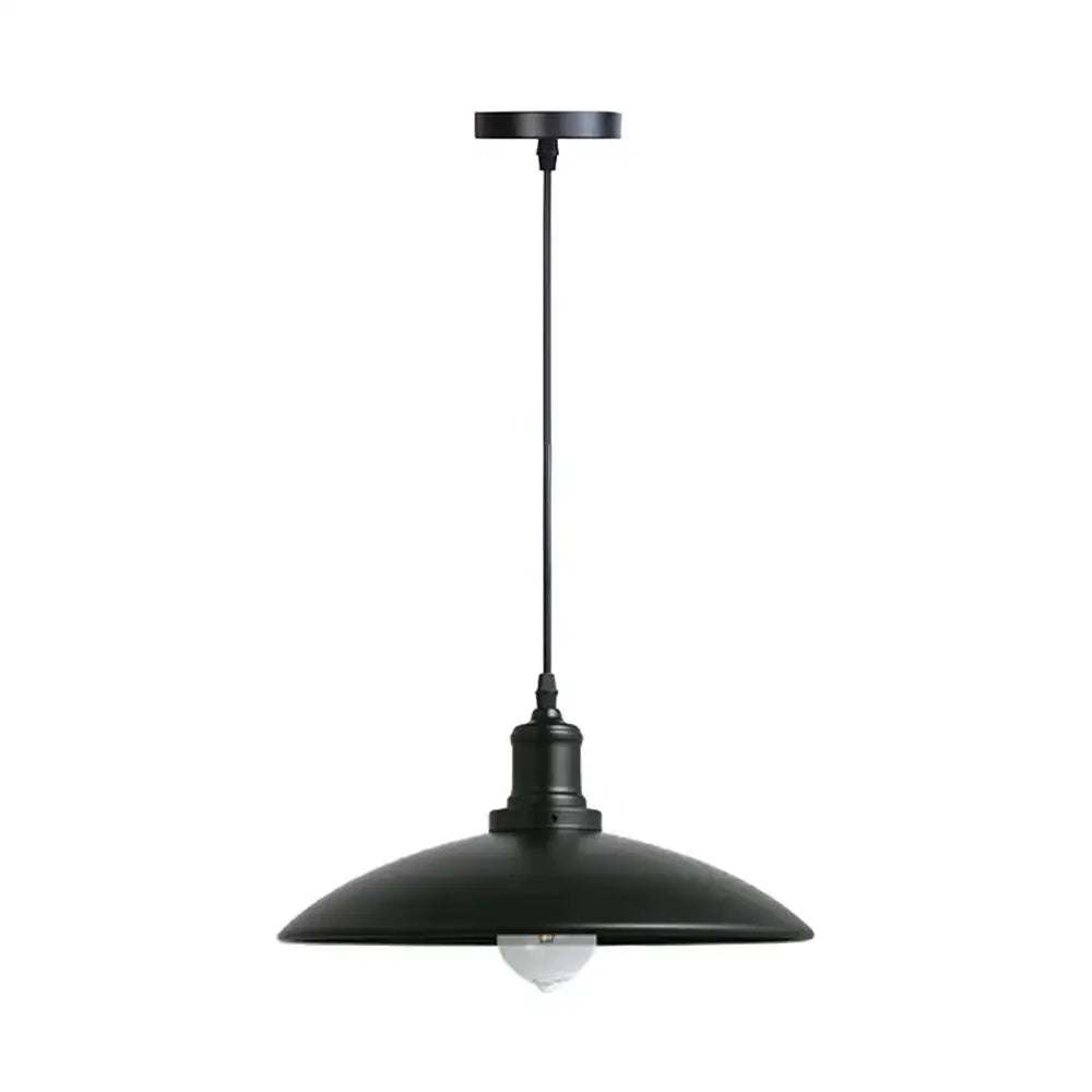 Industrial black and brass iron pendant light with a black matte dome shade and exposed bulb for kitchen lighting decorbites iron pendant