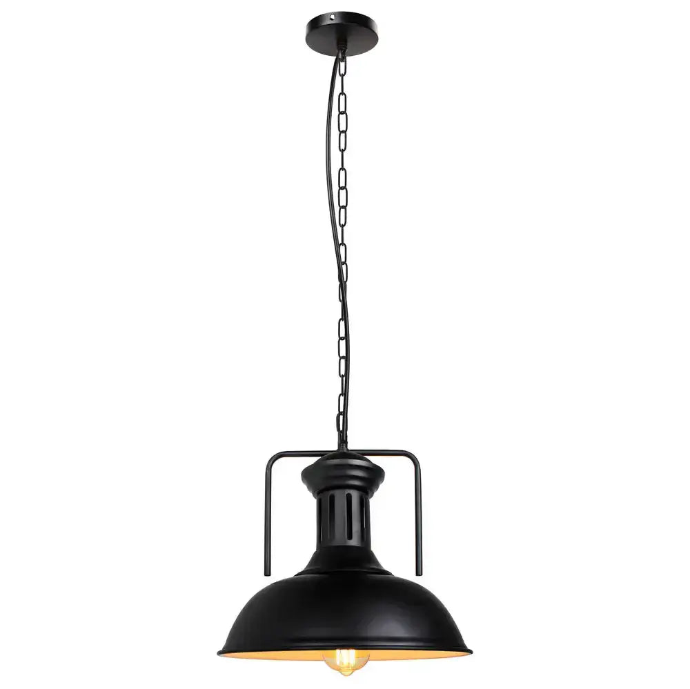 Industrial black and brass iron pendant light with matte finish dome shade and chain suspension for kitchen lighting decorbites iron pendant