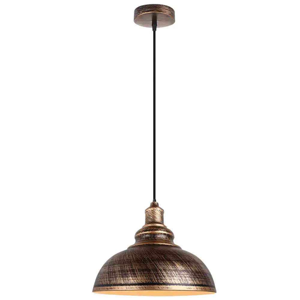 Industrial black and brass iron pendant light with distressed bronze finish and textured dome shade for kitchen lighting decorbites iron pendant