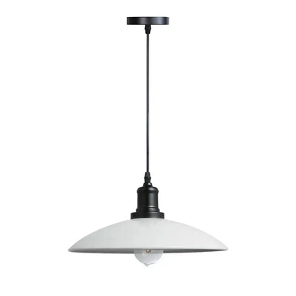 White enamel pendant light with black metal fixture and cord for industrial black and brass iron pendant light decorbites