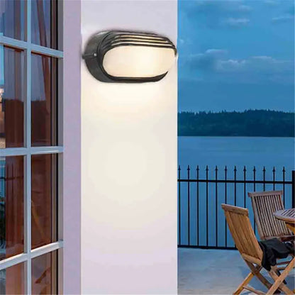 Industrial black bulkhead wall light with frosted glass diffuser and ridged accents for outdoor patio security decorbites black bulkhead