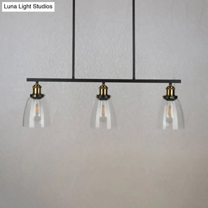 Decorbites industrial black pendant light with clear glass cone shades and brass bulb holders for 110v-120v use