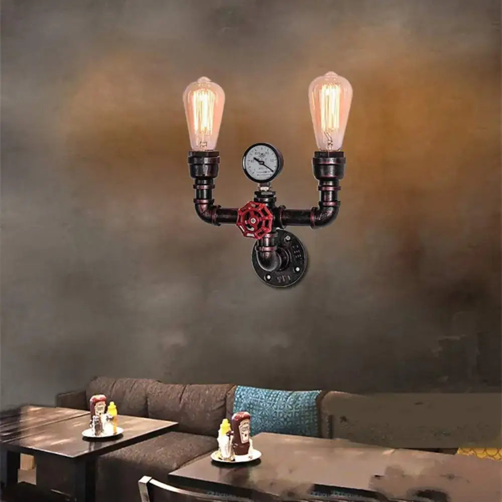 Industrial black and copper steampunk wall sconces with exposed filament bulbs and decorbites copper wall lamps for bathroom decor
