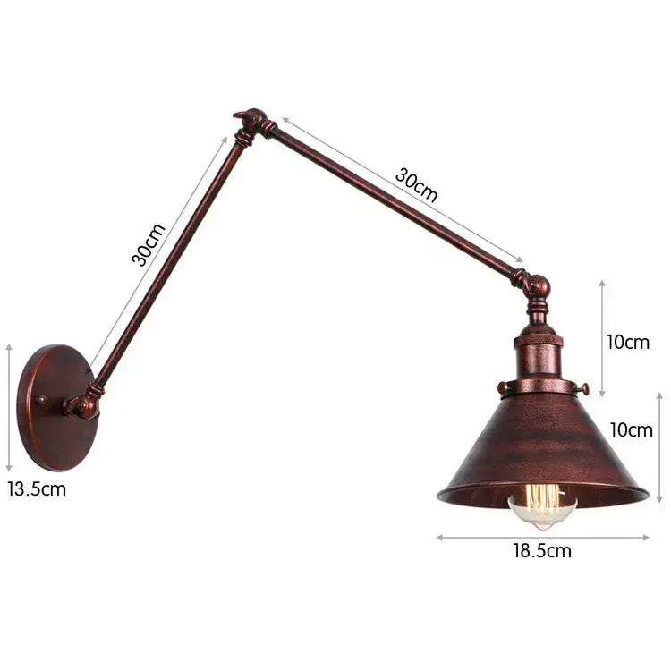 Antique bronze-finished adjustable wall sconce with conical shade and exposed filament bulb for decorbites black copper vintage decor