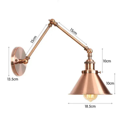 Copper-finished adjustable wall sconce with exposed edison bulb in black copper vintage style for bedroom decorbites wall sconce