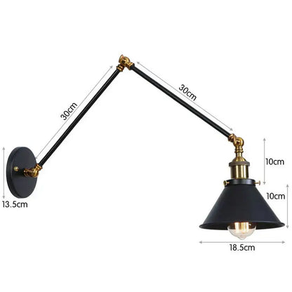 Industrial black copper vintage wall sconce with brass accents and adjustable arms for bedroom decorbites black copper style
