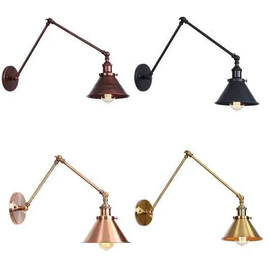 Industrial wall sconce with adjustable arms and conical shades in decorbites black copper vintage finishes for bedroom decor