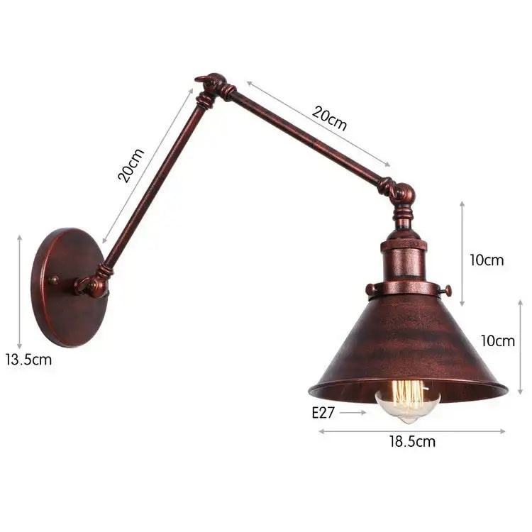 Industrial black copper vintage wall sconce with adjustable arm rusted bronze finish and exposed edison bulb decorbites black copper