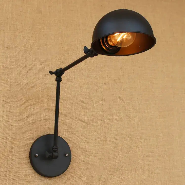Industrial black edison retro wall lamp with matte black finish dome shade and exposed bulb for bedroom decorbites black edison