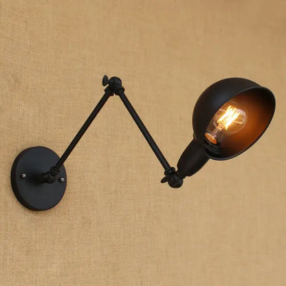 Industrial black edison retro wall lamp with black matte finish articulated arms and exposed filament bulb for decorbites wall lamp