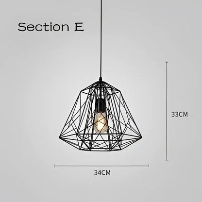 Black geometric wire pendant light with visible bulb inside decorbites cage light frame for dining room decor