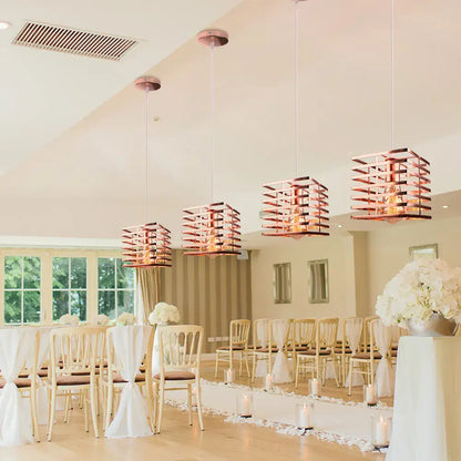 Copper-colored pendant light with geometric lattice design for decorbites industrial vintage led kitchen lighting