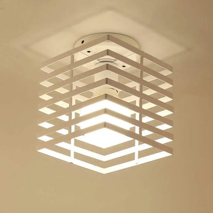 Modern white geometric ceiling pendant light with square lattice design for decorbites industrial vintage led decor
