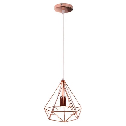 Rose gold geometric pendant light with diamond-shaped wireframe design for decorbites industrial led pendant lighting