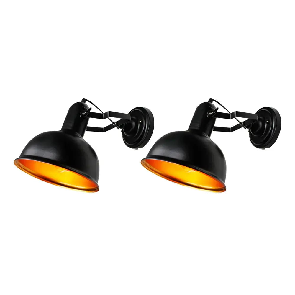 Industrial black and gold iron vintage wall lamp with adjustable arms and warm amber interior lighting for bedroom decorbites iron vintage wall