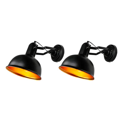 Industrial black and gold iron vintage wall lamp with adjustable arms and warm amber interior lighting for bedroom decorbites iron vintage wall