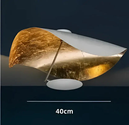 Industrial black and gold lotus leaf pendant light with curved gold leaf and white metal design for dining room decorbites lederam manta