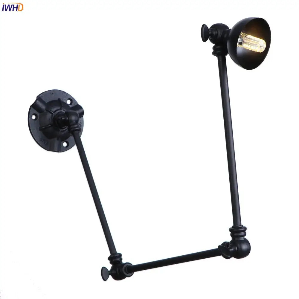 Industrial black iron adjustable wall sconce set of 3 with articulated arms and vintage edison bulbs decorbites industrial vintage