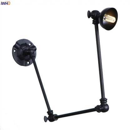 Industrial black iron adjustable wall sconce set of 3 with articulated arms and vintage edison bulbs decorbites industrial vintage