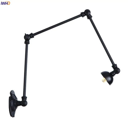 Industrial black iron adjustable wall sconce set of 3 with articulated arms and dome-shaped shades for decorbites industrial vintage use
