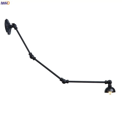 Industrial black iron adjustable wall sconce set of 3 with vintage bulb and articulated arms for decorbites industrial vintage style