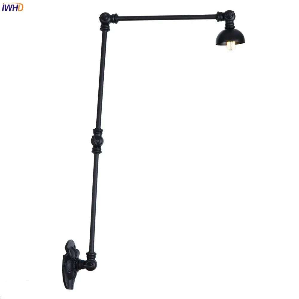 Industrial black iron adjustable wall sconce set of 3 stair light with matte finish and articulated arm decorbites industrial vintage