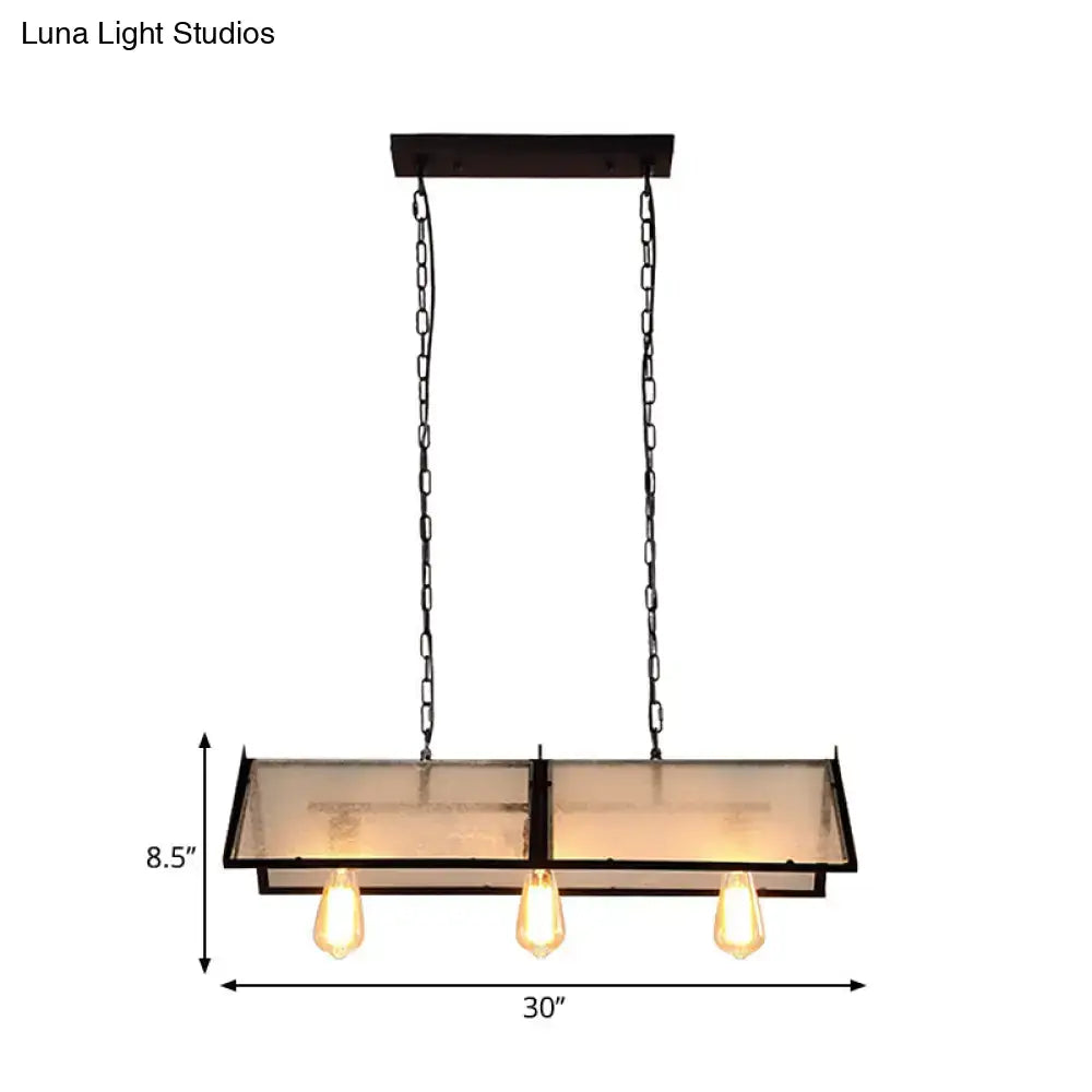 Industrial-style decorbites classic black island lamp with exposed bulbs dark metal frame and frosted glass panels