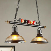 DecorBites™ rustic black island pendant light kit featuring clear glass amber shades and multi-color billiard ball bar