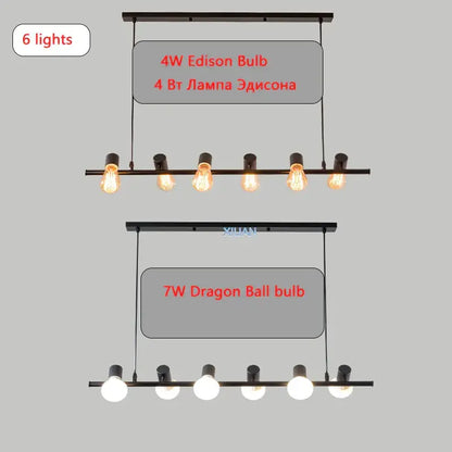 Black metal pendant light fixture with six edison or dragon ball bulbs for industrial kitchen island chandelier decorbites industrial kitchen