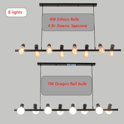 Industrial black kitchen island chandelier with eight lights featuring 4w edison bulbs for decorbites industrial kitchen decor