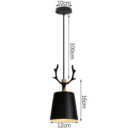 Industrial black matte aluminium pendant light with antler-shaped metal fixture and wooden accents for kitchen decorbites industrial aluminium pendant