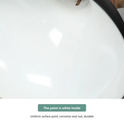White enamel-coated interior of a durable corrosion-resistant container in black matte electric food heating pendant light