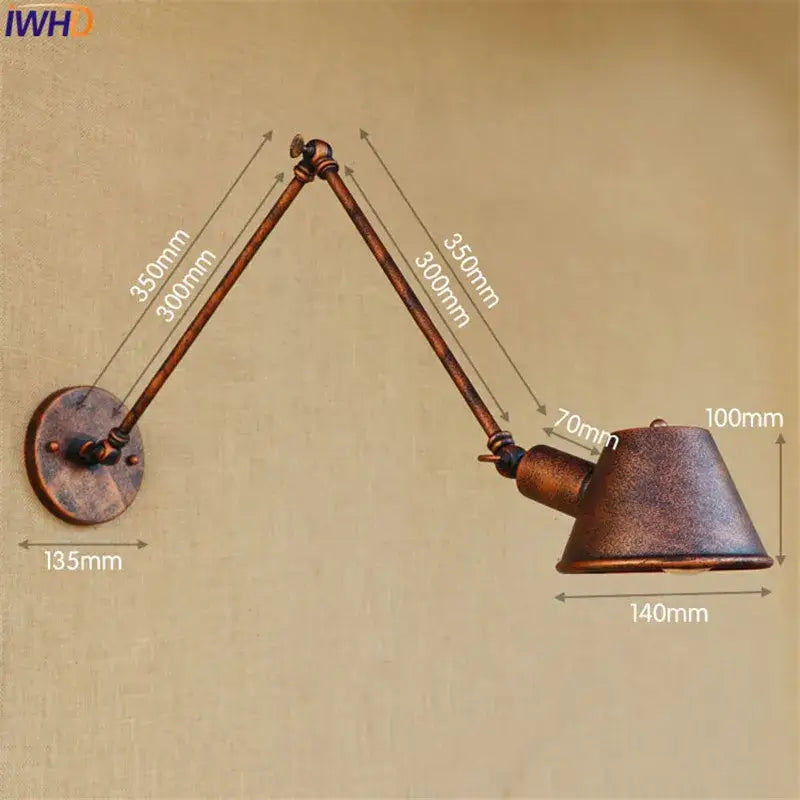 Antique bronze-finished adjustable wall sconce with conical shade and articulated arms for bedroom reading light decorbites golden vintage