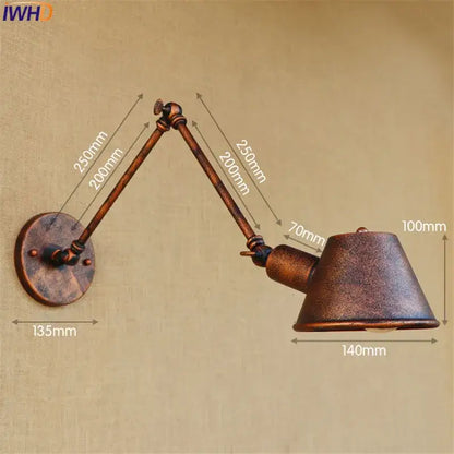 Antique bronze-finished adjustable wall sconce with conical shade for bedroom reading light decorbites golden vintage