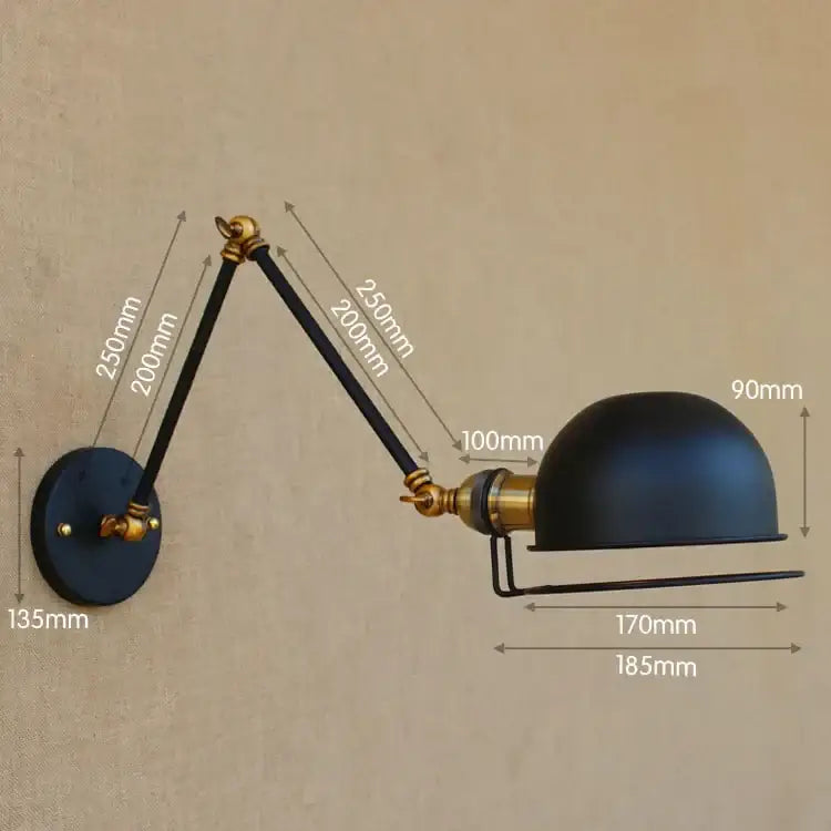 Industrial black matte swing arm wall sconce with brass accents and articulated arms for bedroom reading decorbites golden vintage led