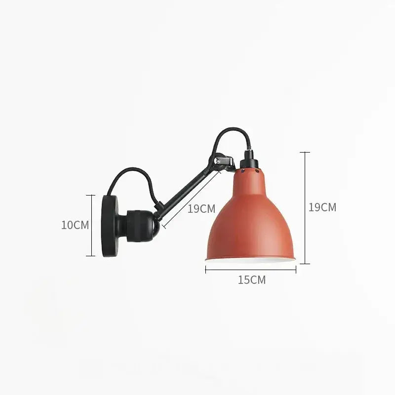 Industrial black matte wall lamp with terracotta black articulated arm and mounting bracket for bedroom reading light decorbites gras